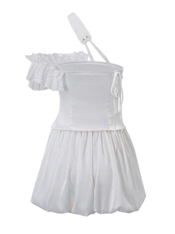 Women 2 Piece Outfits Lace Patchwork Irregular Bustier Tops and Mini Skirt Set for Streetwear Aesthetic Clothes - Image 7