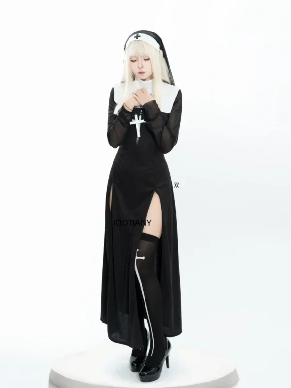 Halloween Cute Female Anime Nun Costume Role Play Performance Clothes Fancy Dress Sister Costume New - Image 4