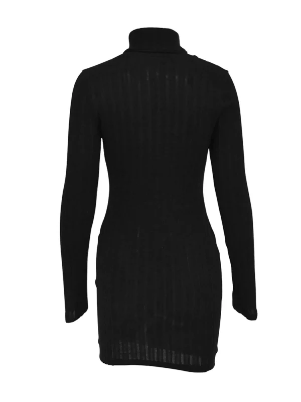New Mini Dress For Women Autumn Black Solid Turtleneck Long Sleeves Sheath Dress Club Elegant Bodycon Party Dresses Female - Image 20