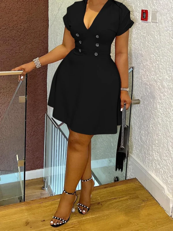 Women Plus Size Dress Floral Print Ruffle Sleeve V-Neck Summer Casual A-line Dress with Belt Detail and Pockets - Image 2