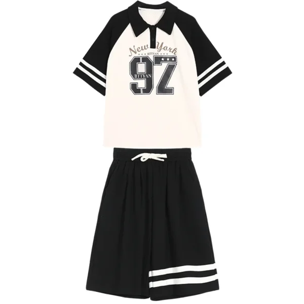 Summer Casual Girls Cotton Contrast Striped Preppy t-Shirt Tops+Short Pant Sets School Kids Tracksuit Child 2PCS Outfit 5-16Yrs - Image 6