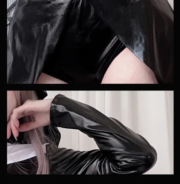 Halloween Latex Nun Costumes Women Black Leather Bodysuit With Headwear Nun Cosplay Dress Outfits Carnival Party Clothes - Image 18