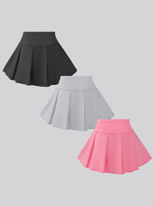 Girls Clothes Summer Tween Girl Bow Print Pleated Skirt Preppy Skorts Kids Three Piece Sets Outfit - Image 2