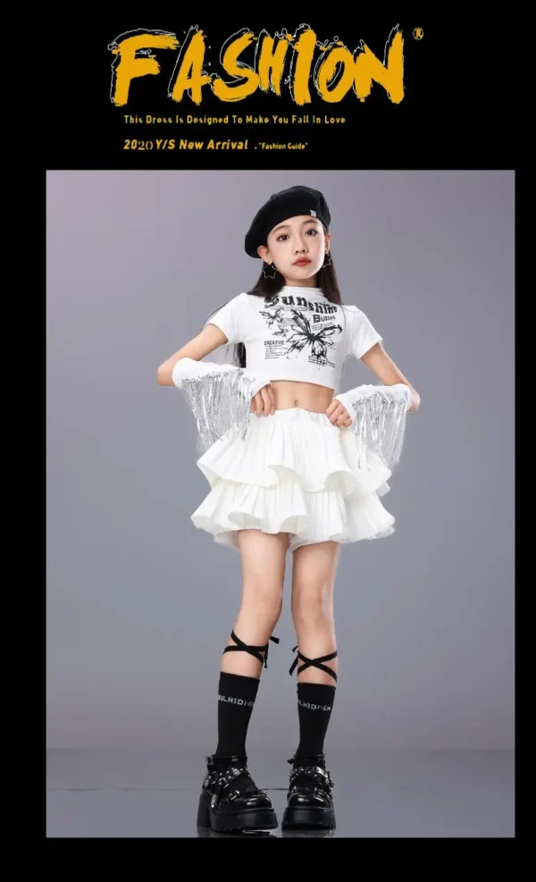 Hip Hop Girls Crop Top Plaid Street Dance Skirt Kids Ribbon Pleated Skirts Teens Jazz Cool Costumes Child Streetwear Clothes Set - Image 42