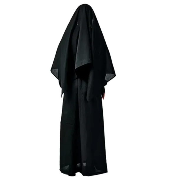 2025 Gothic Nun Cosplay Costume 4-Piece Set with Cape, Belt & Necklace for Halloween Role-Play Parties (Adult Size) - Image 14