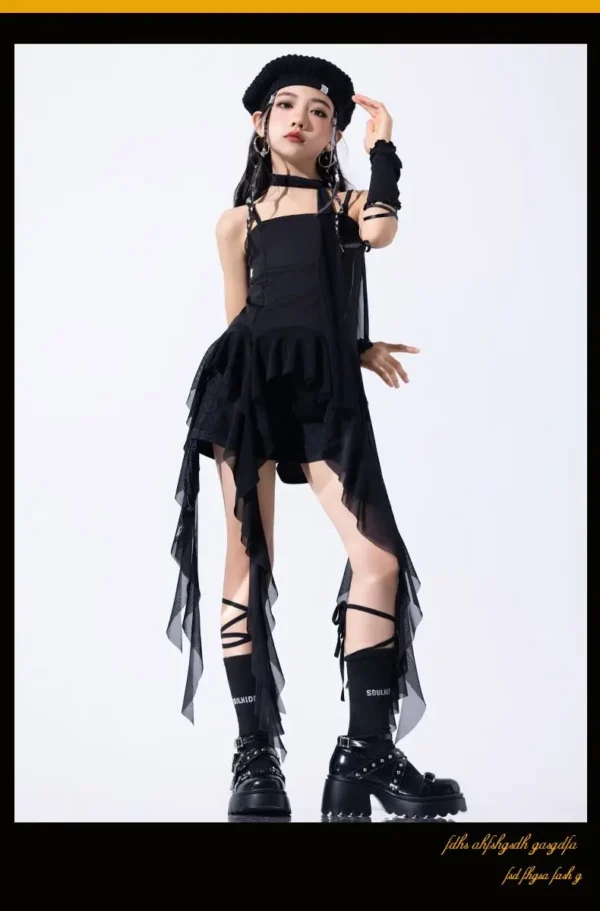 Hip Hop Girls Crop Top Plaid Street Dance Skirt Kids Ribbon Pleated Skirts Teens Jazz Cool Costumes Child Streetwear Clothes Set - Image 35