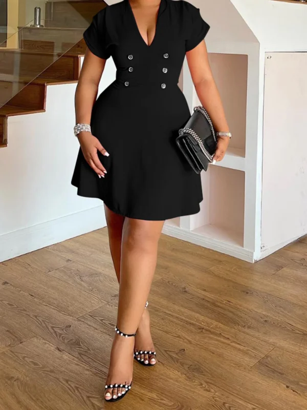 Women Plus Size Dress Floral Print Ruffle Sleeve V-Neck Summer Casual A-line Dress with Belt Detail and Pockets - Image 5