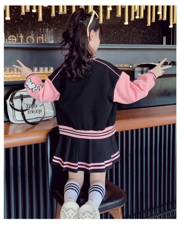 Girls Fashion Clothing Sets Spring Autumn Kids Baseball Sports Suit Children Jacket Pleated Skirt 2Pcs Student Uniform Outfits - Image 35