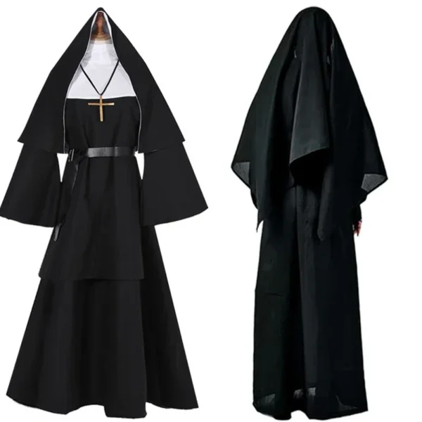 Halloween Nun Cosplay Costume Traditional Adult Valak Black Religious Robe Suit Halloween Party Demon Nun Performance Clothes - Image 8