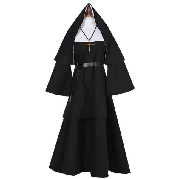 Halloween Nun Cosplay Costume Traditional Adult Valak Black Religious Robe Suit Halloween Party Demon Nun Performance Clothes - Image 2
