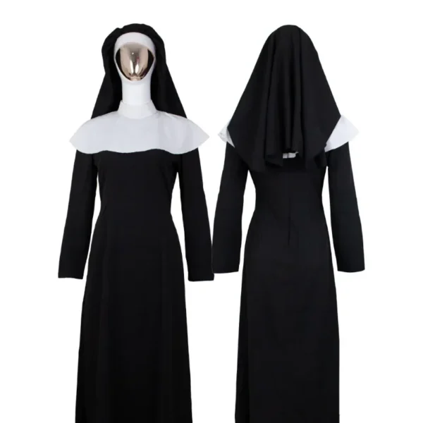Nuns Cosplay Costumes Women Girls Christian Catholic Religion Missionary Nun Black Dress Halloween Christmas Carnival Party - Image 10