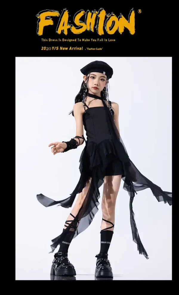 Hip Hop Girls Crop Top Plaid Street Dance Skirt Kids Ribbon Pleated Skirts Teens Jazz Cool Costumes Child Streetwear Clothes Set - Image 33
