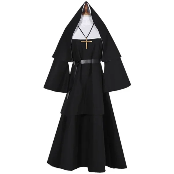 Halloween Nun Cosplay Costume Traditional Adult Valak Black Religious Robe Suit Halloween Party Demon Nun Performance Clothes - Image 11