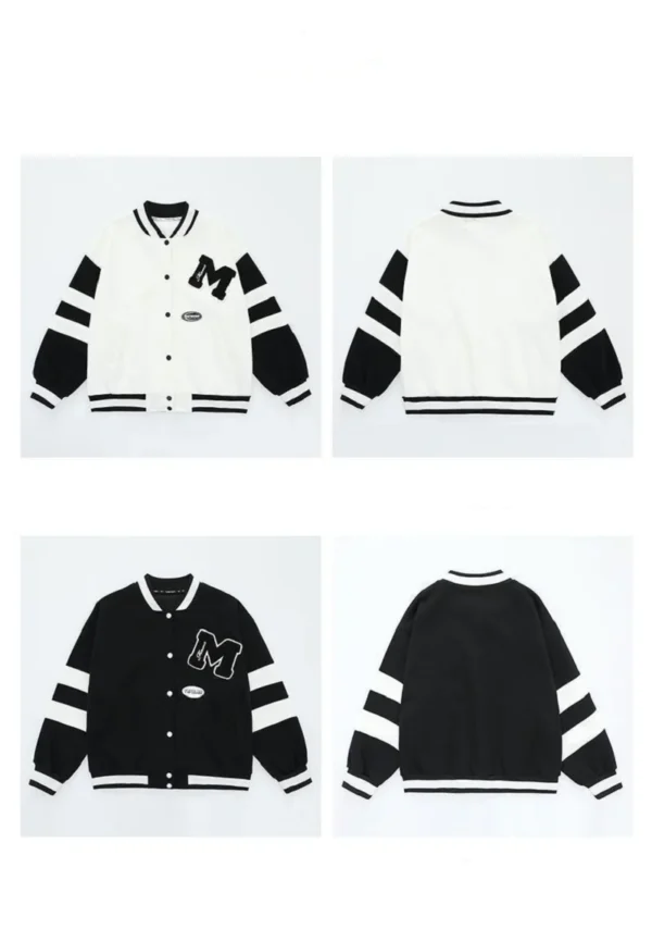 Girls Contrast Alphabet Single-breasted Sweat Varsity Jacket+Drawstring Sweatpant Set School Kids Tracksuit Child Outfit 3-14Yrs - Image 6